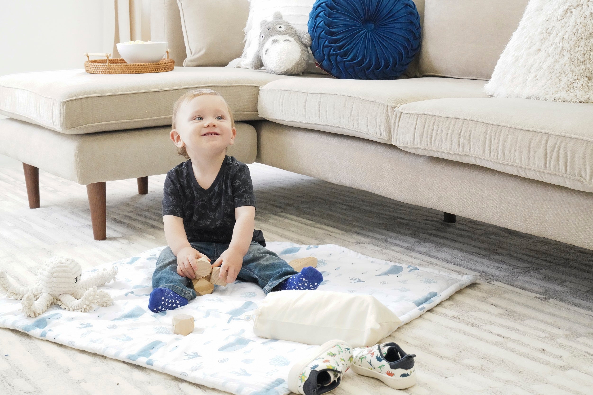 Seaside Baby Square With Border Play Mat