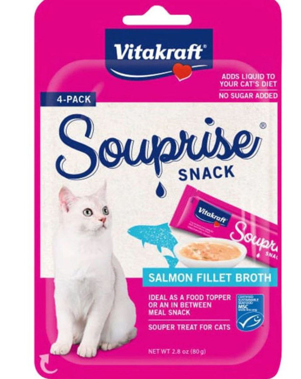 Vitakraft Souprise Salmon Fillet Broth Cat Treats， 4 Pack