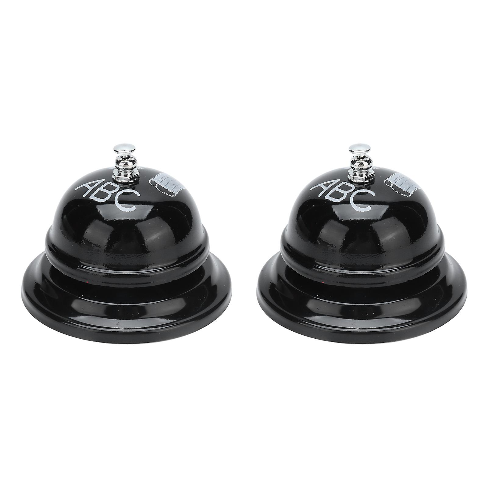 2pcs Service Bell Exquisite Clear Sound Classic Shape Polishing Glossy Nonslip Base Call Bell For Hotel Restaurant Homeblack