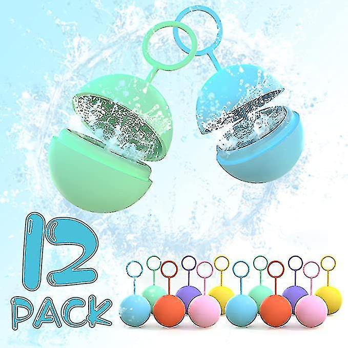 12pcs Reusable Water Balloons， Water Balloons Quick Fill， Silicone Refillable Water Splash Ball For Kids Adults