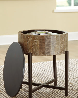 Signature Design by Ashley Nashbryn Rustic Round End Table, Gray & Brown