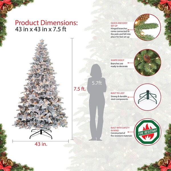 Puleo International 7.5 ft. PreLit Slim Westford Spruce Artificial Christmas Tree