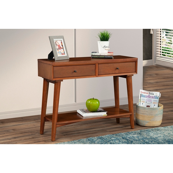 Alpine Furniture Flynn Mid Century Modern Console Table with 2 Drawers