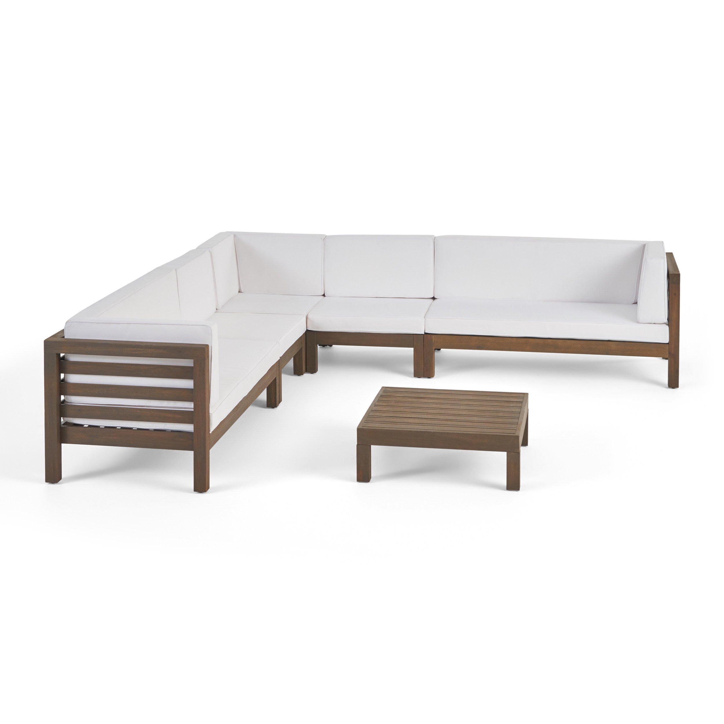 Emma Outdoor 7 Seater Acacia Wood Sectional Sofa Set