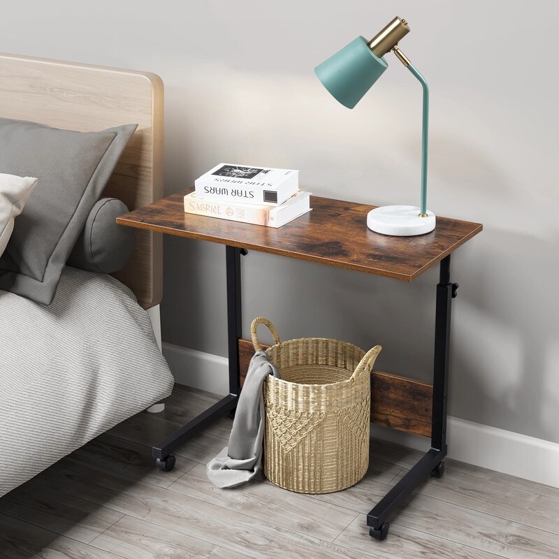 Height adjustable Chipboard   Steel Side Table with Baffle