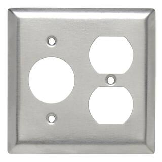 Legrand Pass  Seymour 302304 SS 2 Gang 1 Single Outlet 1 Duplex Wall Plate Stainless Steel (1-Pack) SS78