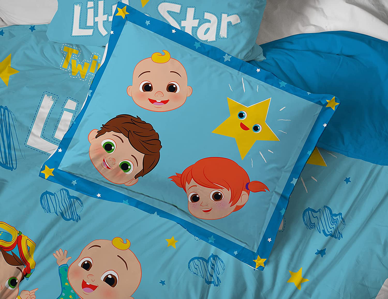 Cocomelon JJ Little Star Blue Full 7 Piece Kids Bed Set