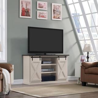 Bell'O Cottonwood 54 in. Sargent Oak and Cream Wood TV Stand Fits TVs Up to 60 in. with Storage Doors TC54-6127-TPG03