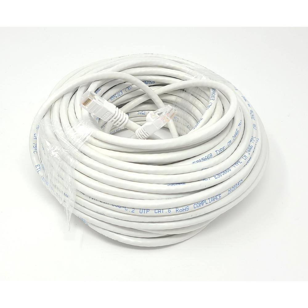 Micro Connectors Inc 75 ft. Category 6 UTP RJ45 Patch 24 AWG Cable White E08-075W