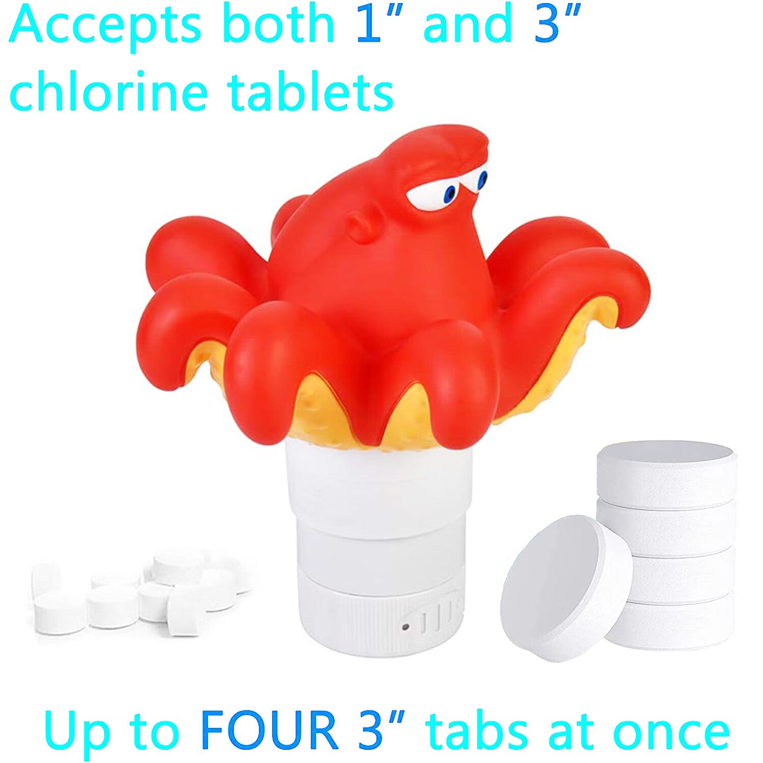 Pool Foldable Chlorine Floater, Large Capacity Animal Chlorine Dispenser, Adjustable Chlorine Floater 3 Inch, (Octopus)