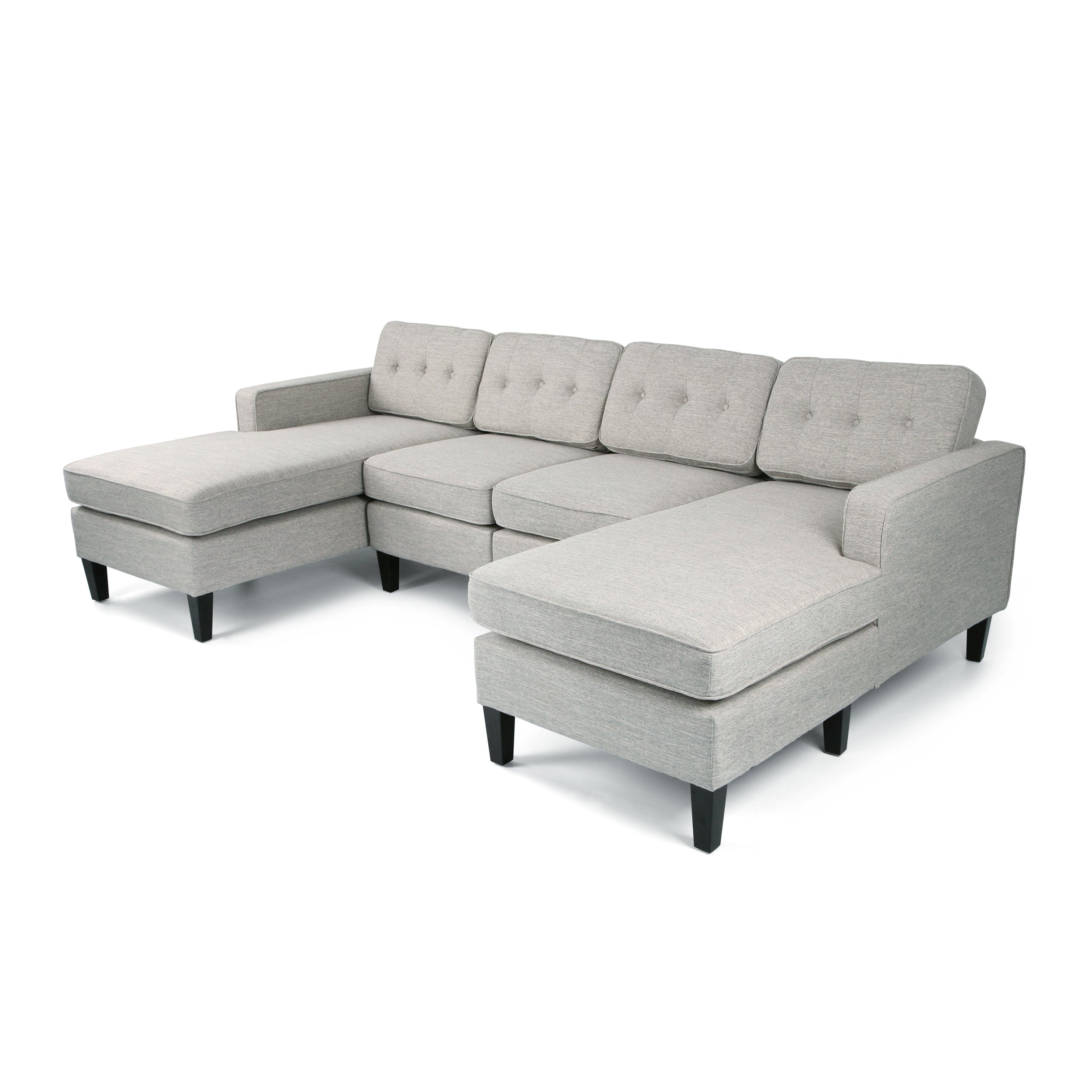 Grace Contemporary Fabric Chaise Sectional with Button Accents