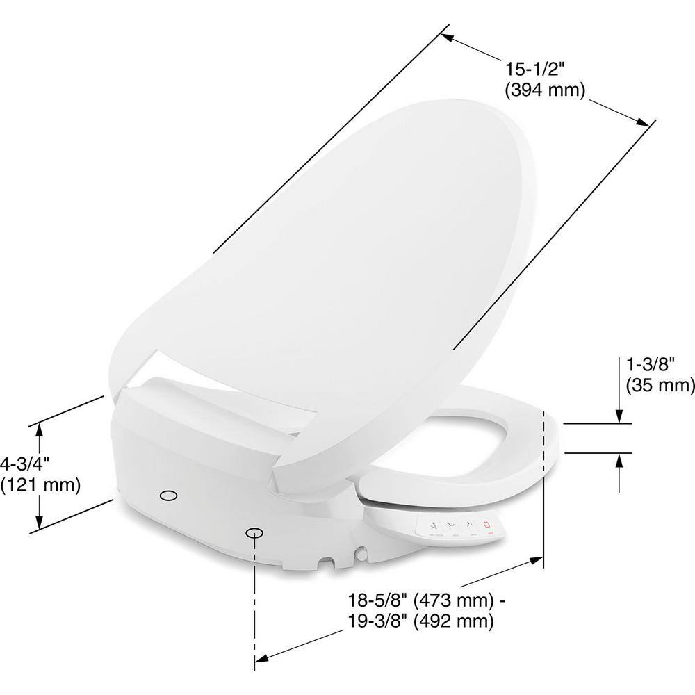 KOHLER C3 050 Electric Bidet Seat for Elongated Toilets in White K-18751-0