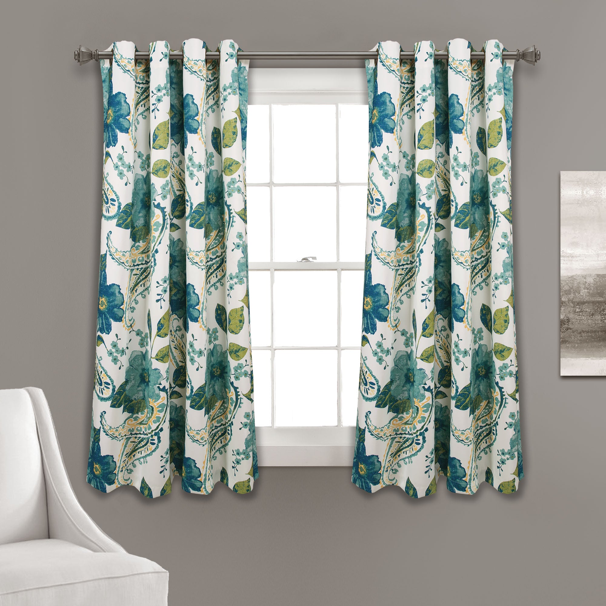 Floral Paisley Light Filtering Window Curtain Set