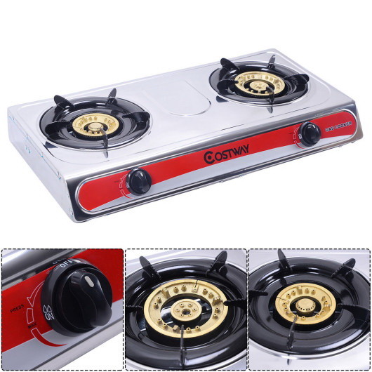 Costway 46539071 Stainless Steel 2 Burners Gas Sto...