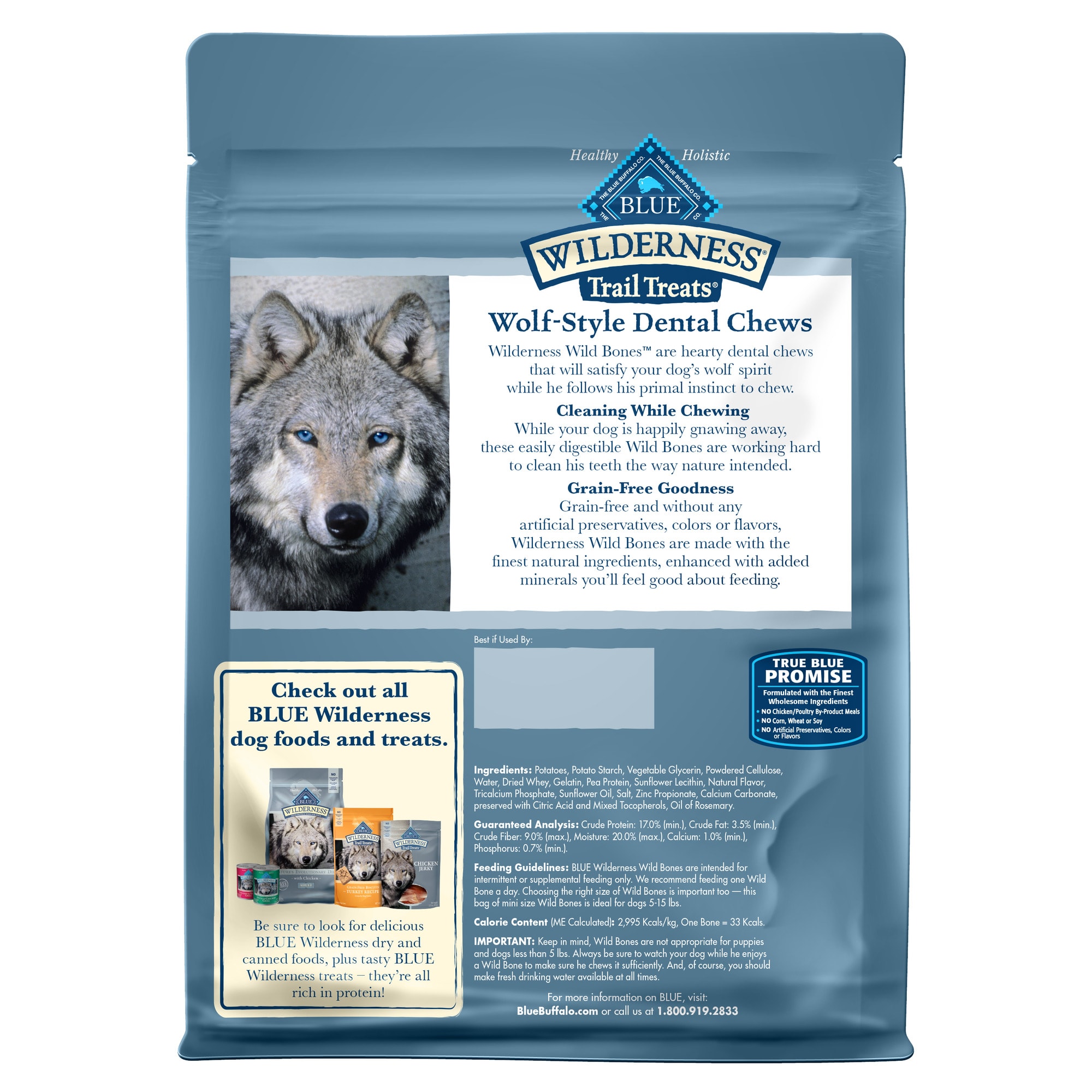 Blue Buffalo Blue Wilderness Wild Bones Mini Dog Chews， 10 oz.