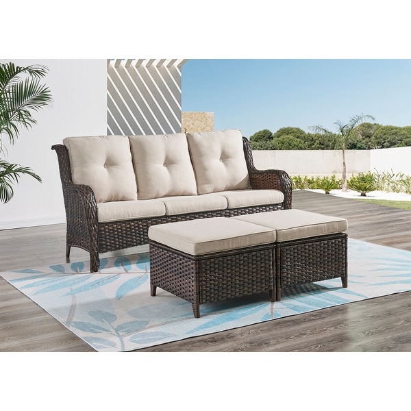 Pocassy 5Piece Patio Furniture Set with Ottomans