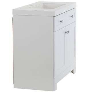 Glacier Bay Everdean 36.5 in. W x 18.8 in. D x 34.4 in. H Freestanding Bath Vanity in White with White Cultured Marble Top EV36P2-WH