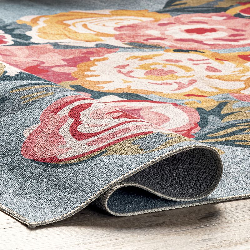 nuLOOM Lauryn Machine Washable Floral Area Rug