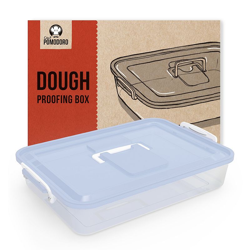 Chef Pomodoro Pizza Dough Proofing Box， 14 X 11-inch， Pizza Dough Container (blue)