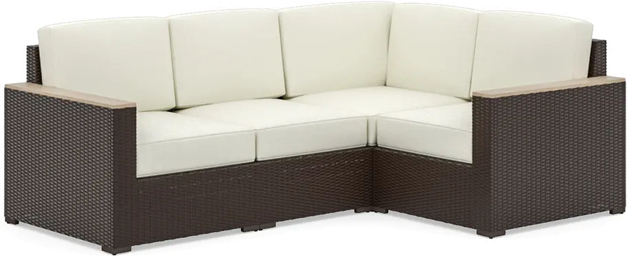 Palm Springs Brown Outdoor 4 Seat Sectional with Arm Chair Set