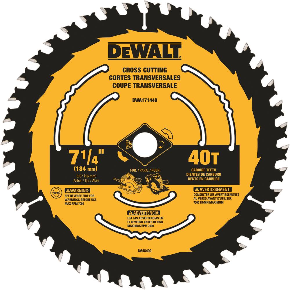 DEWALT 7-1/4-in 40T Blister Saw Blade DWA171440 from DEWALT