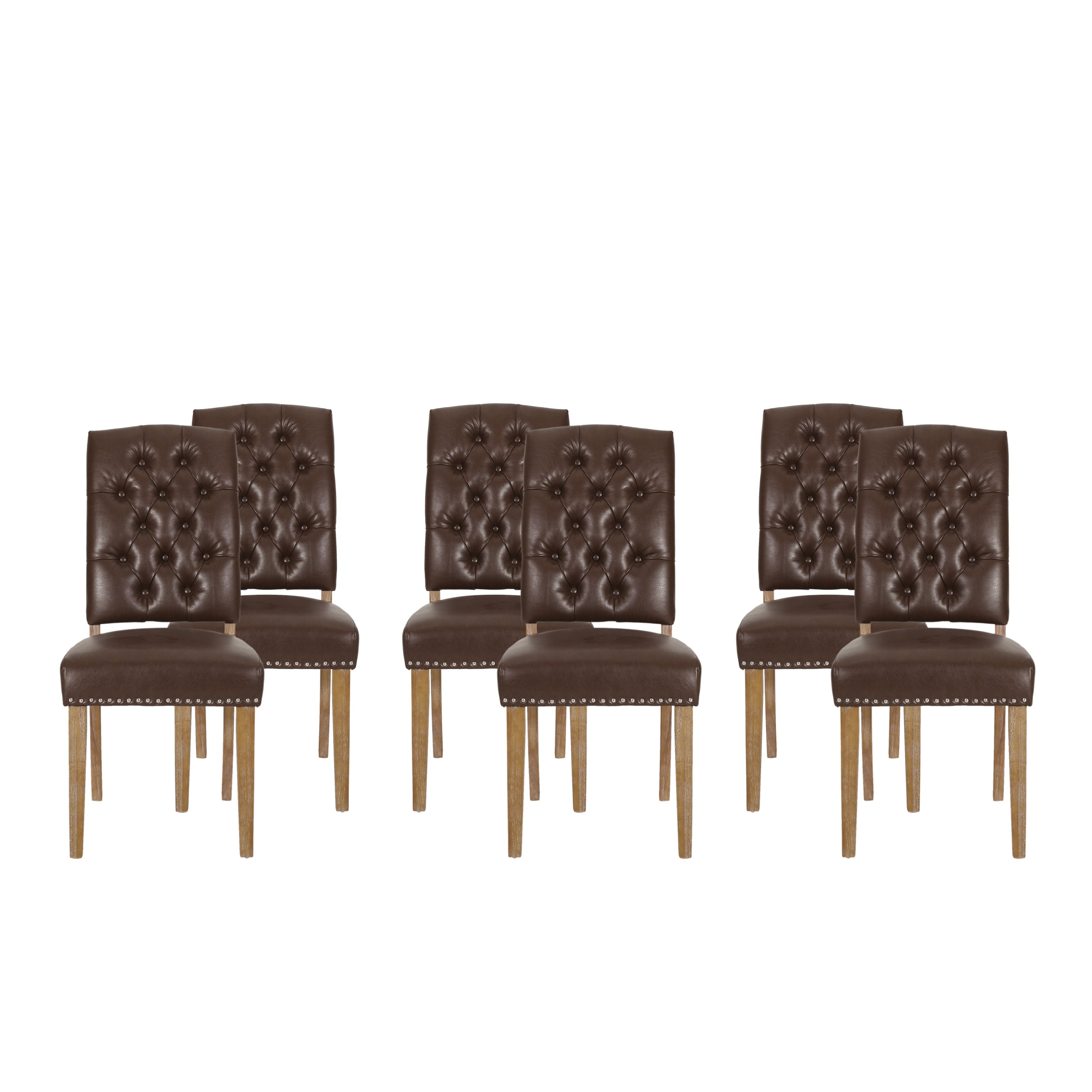 Frances Contemporary Tufted Dining Chairs with Nailhead Trim, Set of 6