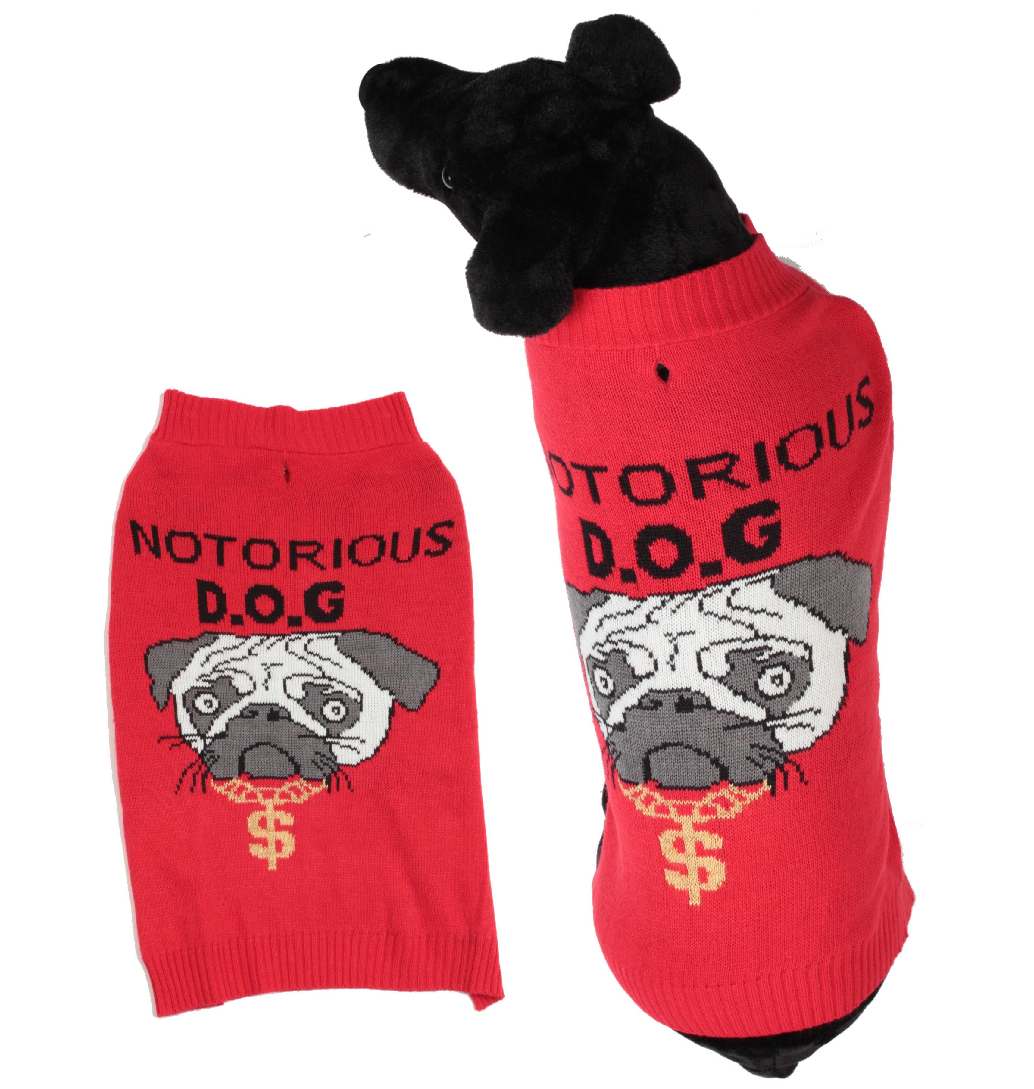 #followme Dog Sweaters Clothes for Dogs 6834-327-XXXL (Red -Notorious D.O.G.， Dog Small)