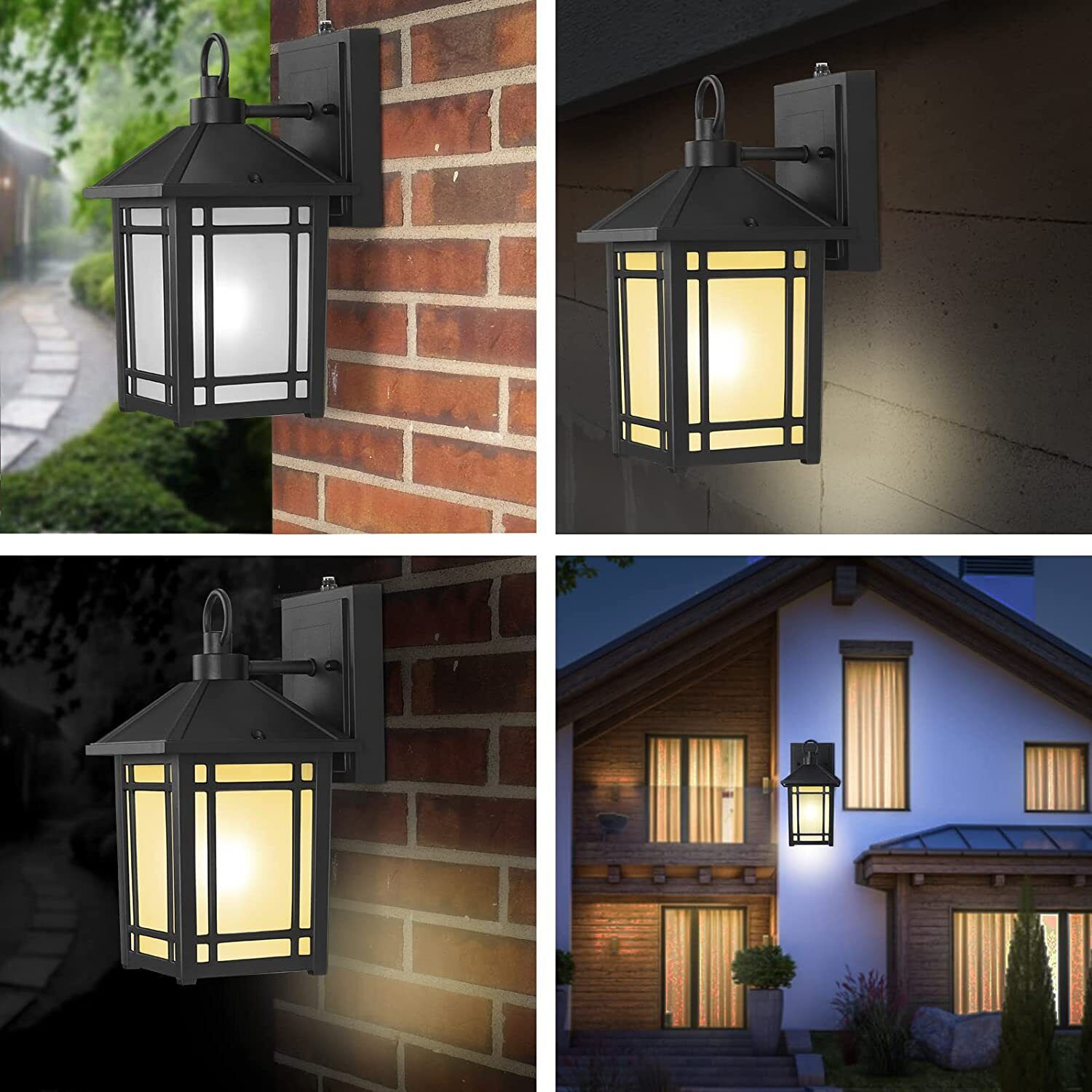 Motion Sensor Wall Lights Dusk to Dawn Outdoor Lamp Anti-Rust for Garage Balcony