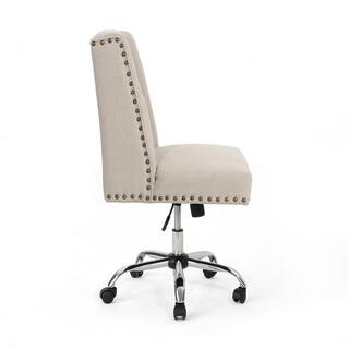 Noble House Chiara Wheat Fabric Home Office Desk Chair with Stud Accents 40956