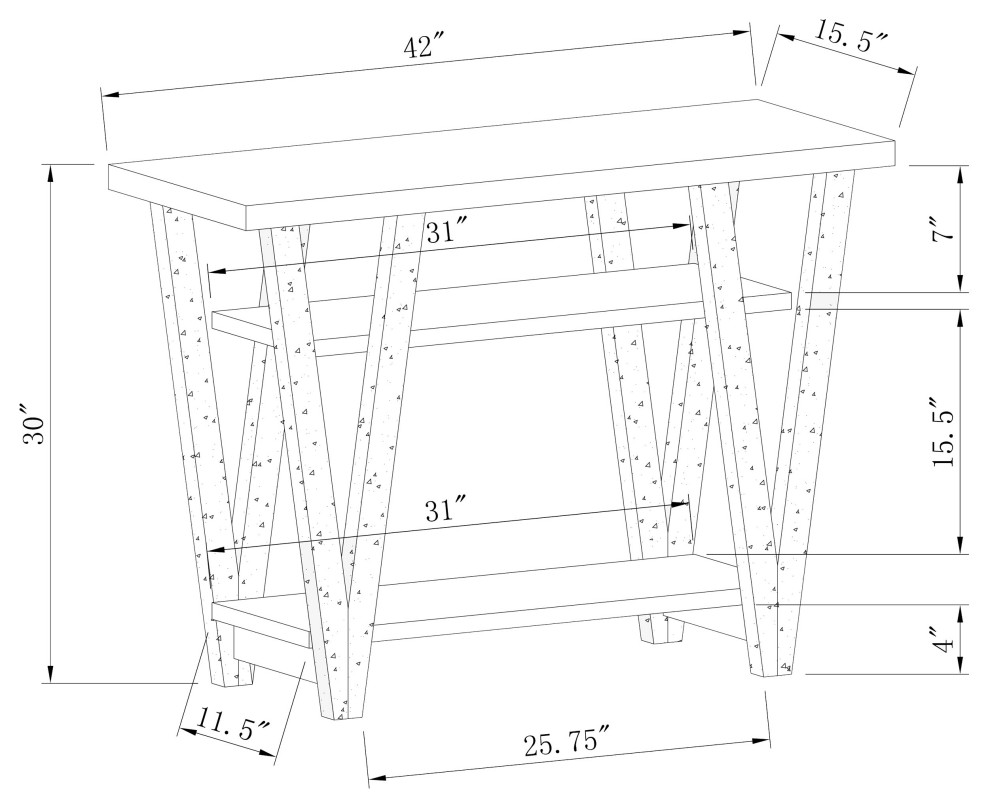 Stevens V shaped Sofa Table Black and Antique Grey   Modern   Console Tables   by Modon  Houzz