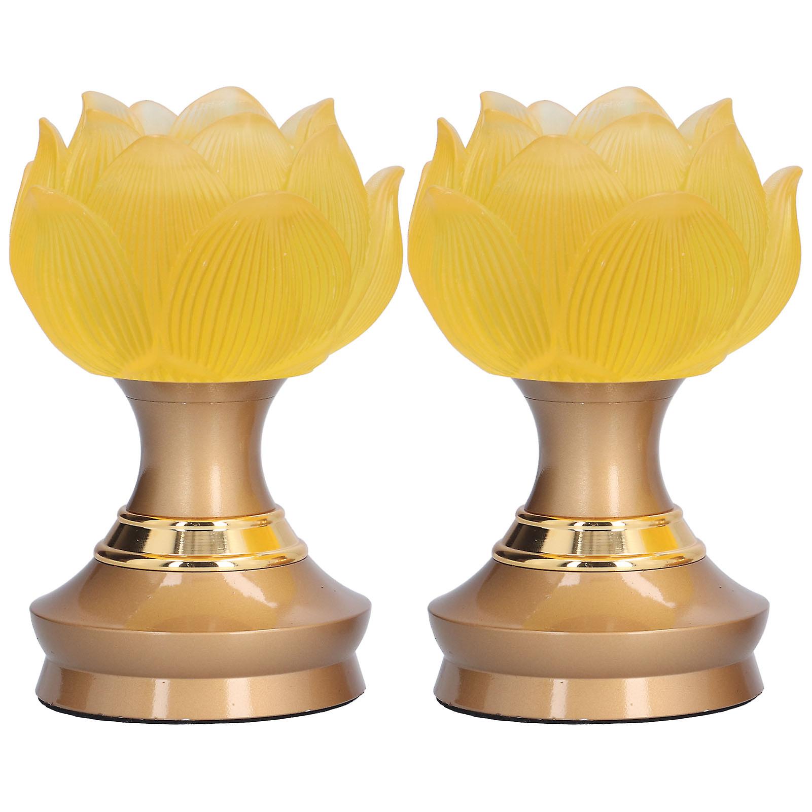 2 Set Led Buddhist Light Yellow Buddha Lamp Adjustable Buddhist Flower Light Buddhism Supplyau Plug 100-240v