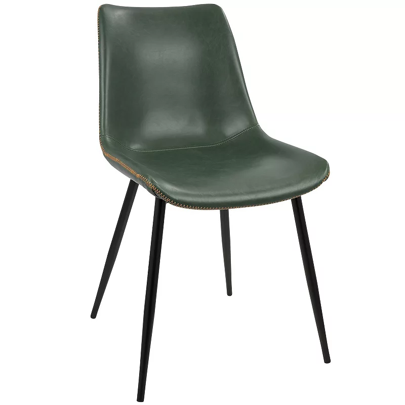 Set of 2 Green Leather and Black Metal Durango Dining Chair  32.25”