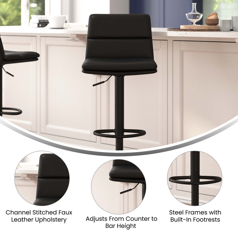 Set of 2 Commercial Armless Adjustable Height Barstools