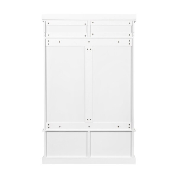 Modern Open Wardrobe with 2 Drawers and 6 Metal Clothes Hooks - - 37291081