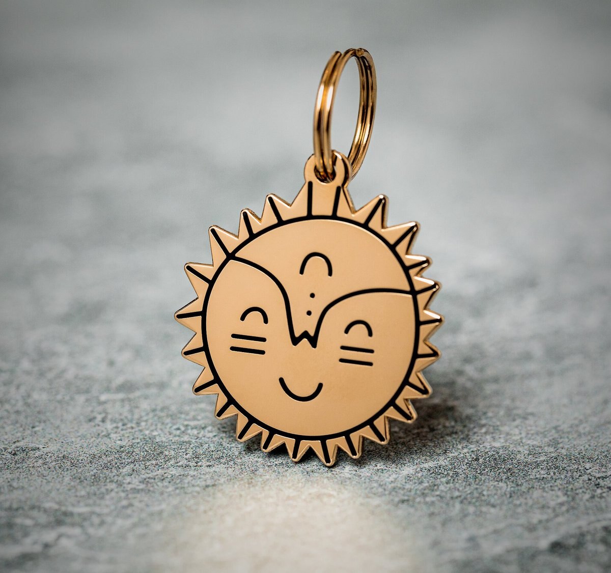 Two Tails Pet Company Personalized Smiling Sun Dog and Cat ID Tag