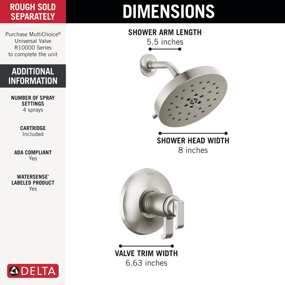 Delta T17T289 Tetra Tempassure 17T Series Thermostatic Shower Only