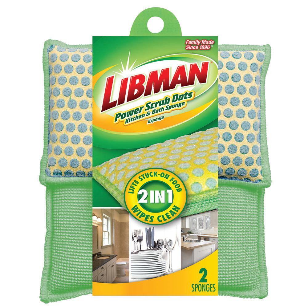 Libman Power Scrub Dots Kitchen and Bath Sponge (12-Count) 1538