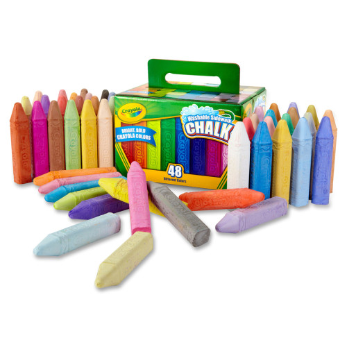 Crayola Washable Sidewalk Chalk， 48 Assorted Bright Colors， 48 Sticks/Set (512048)