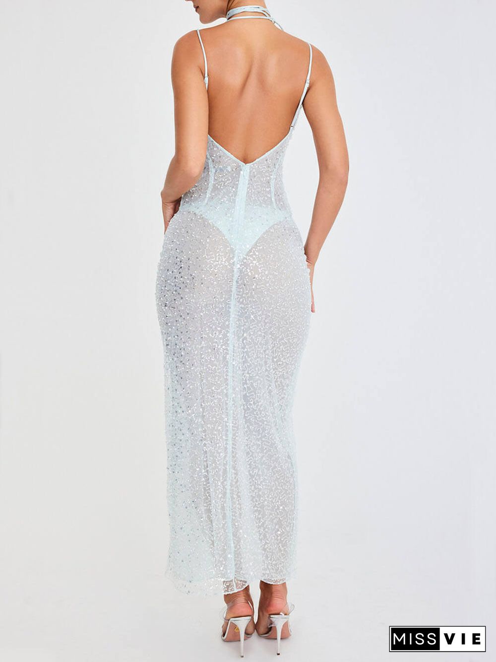 Sequin Beaded Maxi Dress