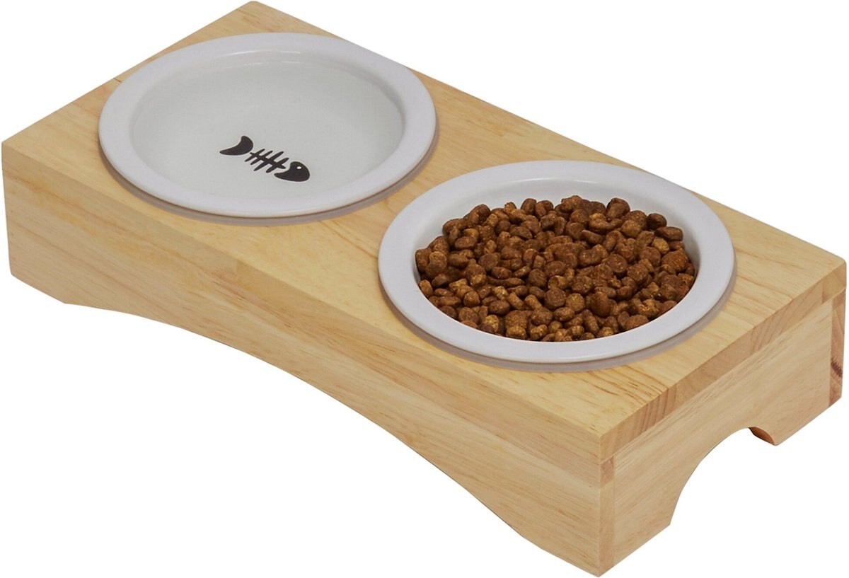 Frisco Double Elevated Cat Bowl with Wood Stand