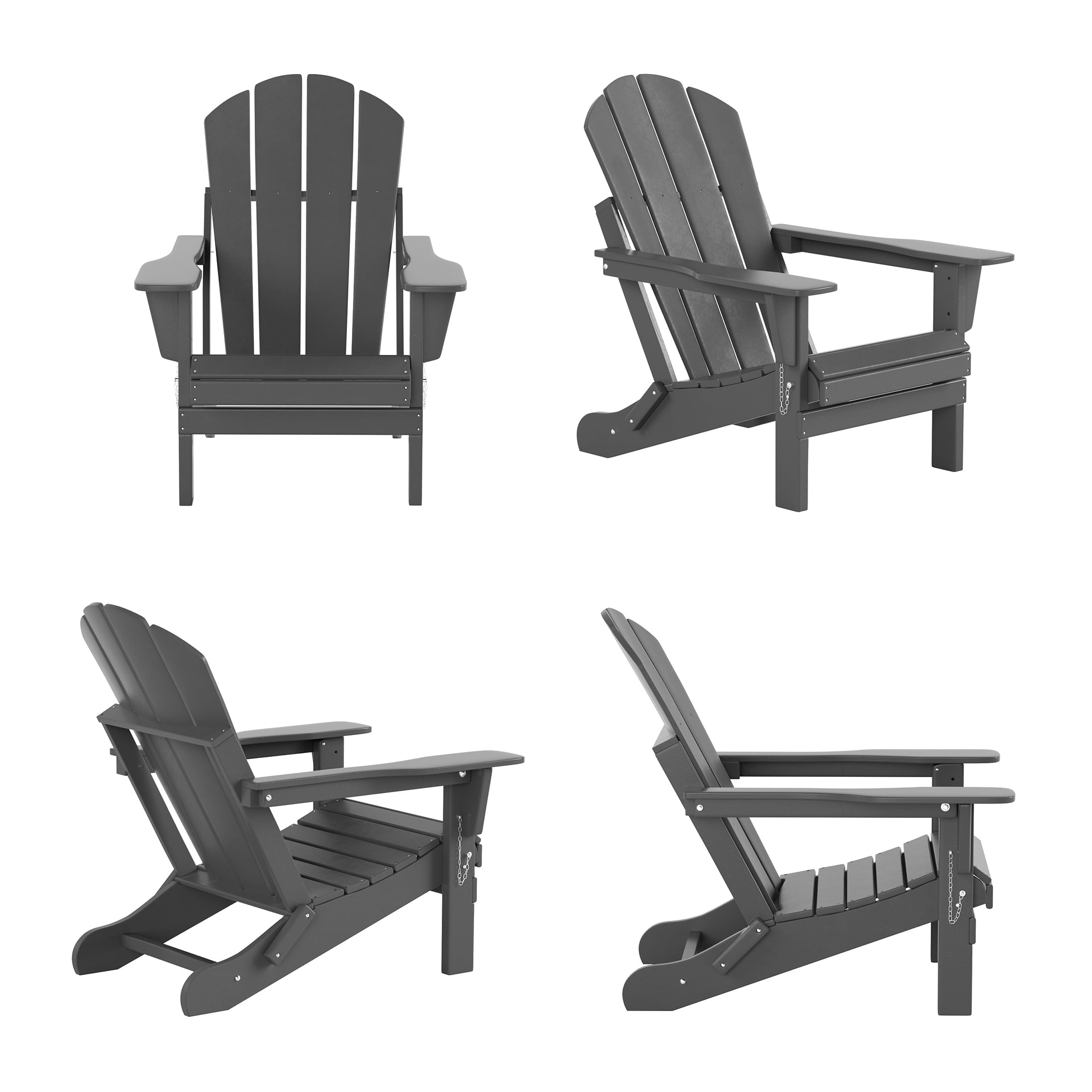 WestinTrends Outdoor Adirondack Chair, Plastic Fire Pit Chair, Weather Resistant Folding Patio Lawn Chair for Outside Deck Garden Backyard Balcony, Gray