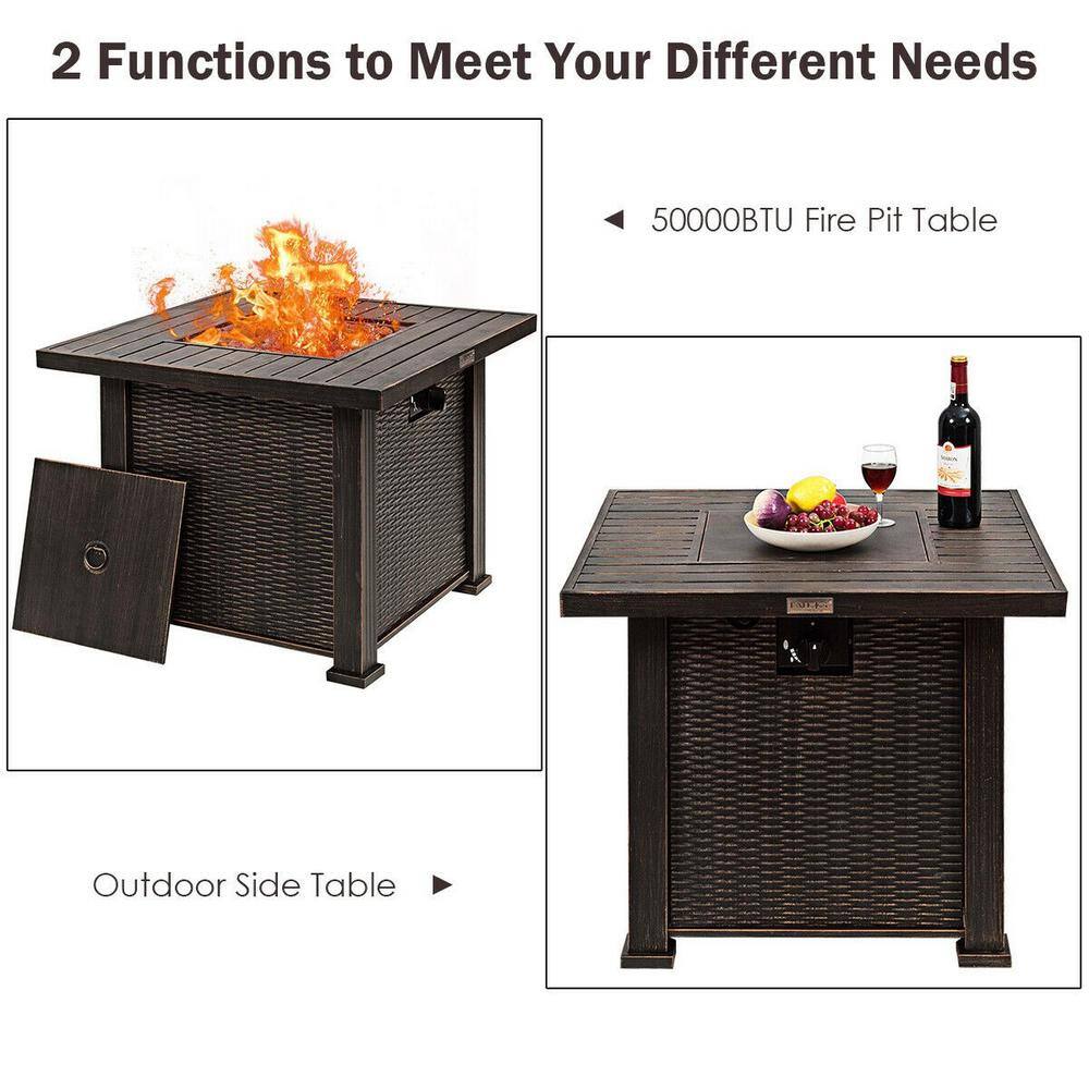 CASAINC 30 in. Bronze 50000 BTU Square Propane Gas Fire Pit Table HYFP-04