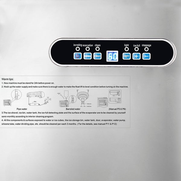 24h Stainless Steel Ice Maker with Transparent Frosted Lid and Display