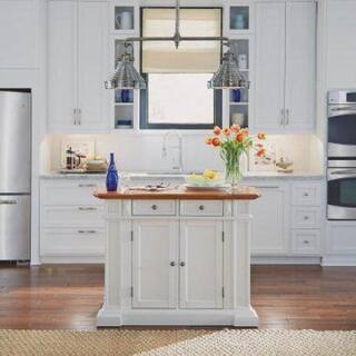 HOMESTYLES Americana White Kitchen Island With Drop Leaf 5002-94