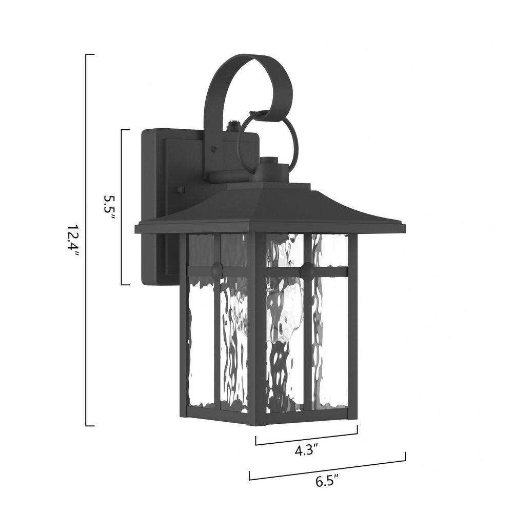 Maxax Hawaii Montpelier 1-Light Black Hardwired 12.4 in. H Outdoor Sconce Dusk to Dawn Wall Lantern Sconce (2-Pack) MX7003-W1BK