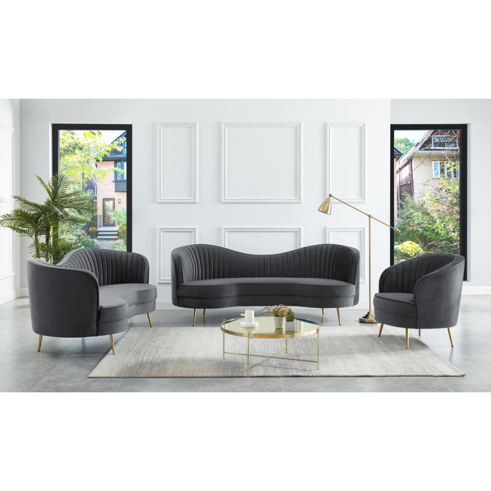 Wallace Modern Velvet Accent Chair In Gray   Midcentury   Armchairs And Accent Chairs   by BisonOffice  Houzz