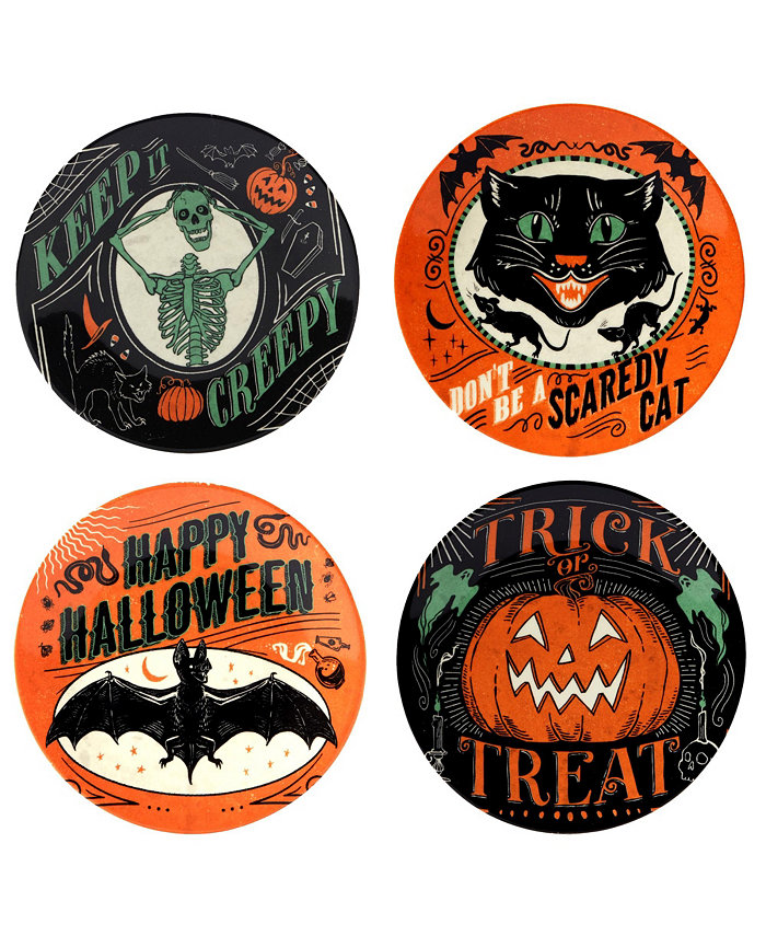 Certified International Scaredy Cat Canape Plates Set of 4