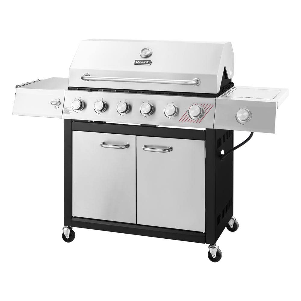 Dyna-Glo DGF571CRN-D 6-Burner Natural Gas Grill in Stainless Steel with TriVantage Multi-Functional Cooking System