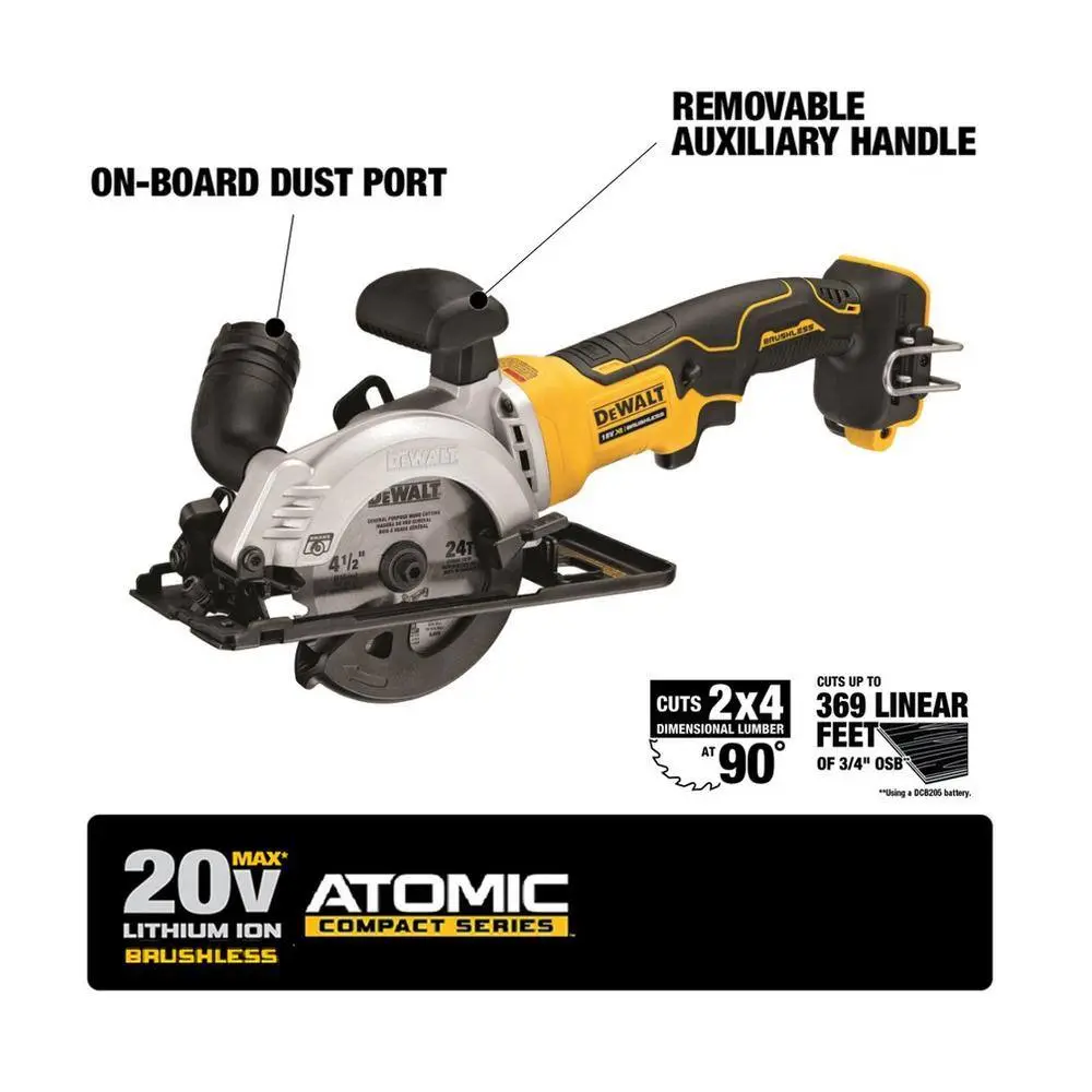 DEWALT ATOMIC 20V MAX Cordless Brushless Compact 12 in. DrillDriver 4-12 in. Circular Saw and (2) 20V 1.3Ah Batteries DCD708C2W571B