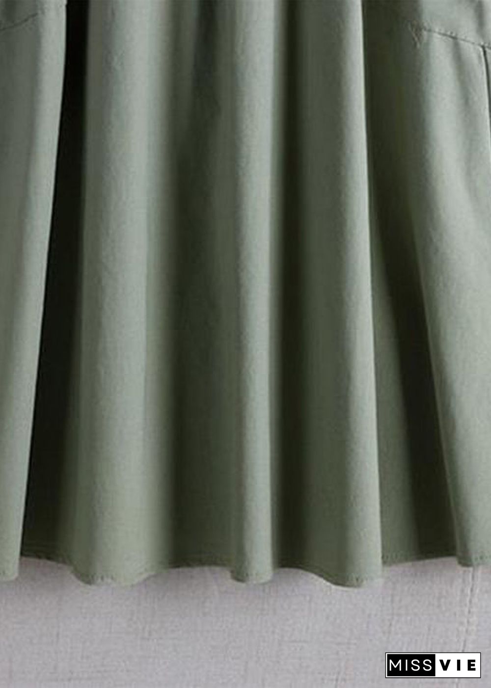 Light Green Elastic Waist Faux Leathe A Line Skirts Summer